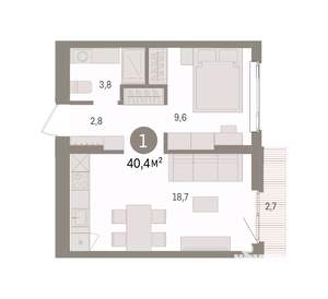 1-к квартира, вторичка, 40м2, 5/7 этаж