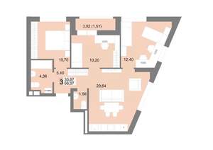 3-к квартира, вторичка, 67м2, 4/22 этаж
