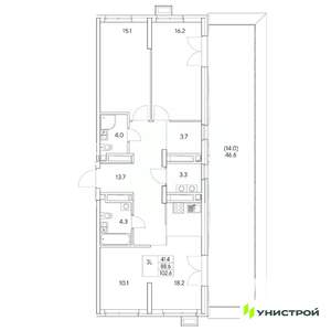 3-к квартира, вторичка, 103м2, 25/31 этаж