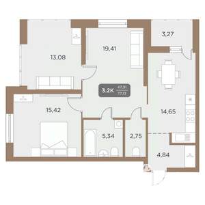 3-к квартира, вторичка, 77м2, 16/24 этаж