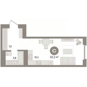 Студия квартира, вторичка, 32м2, 16/24 этаж