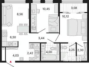 2-к квартира, вторичка, 58м2, 18/25 этаж