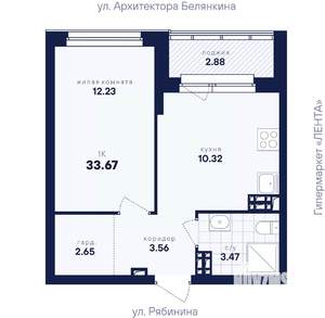 1-к квартира, вторичка, 34м2, 13/26 этаж