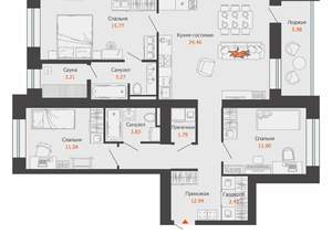 3-к квартира, вторичка, 96м2, 7/8 этаж