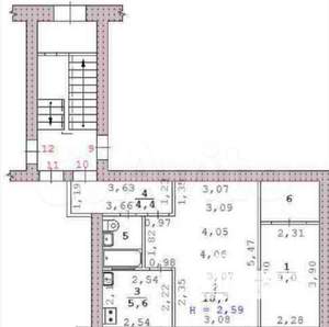 2-к квартира, вторичка, 44м2, 1/2 этаж
