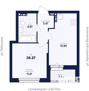 1-к квартира, вторичка, 34м2, 2/26 этаж