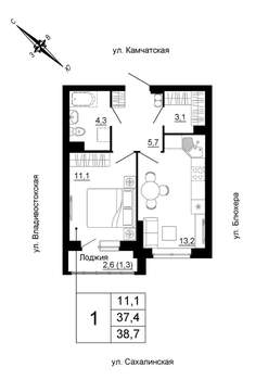 1-к квартира, вторичка, 39м2, 3/24 этаж