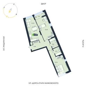 2-к квартира, строящийся дом, 90м2, 18/31 этаж
