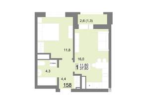 1-к квартира, вторичка, 38м2, 19/26 этаж