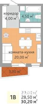 Студия квартира, вторичка, 30м2, 19/24 этаж