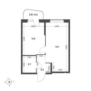 1-к квартира, вторичка, 38м2, 13/15 этаж