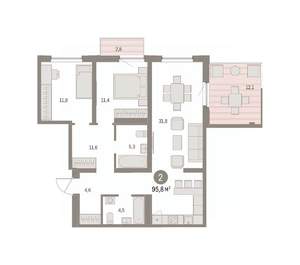 2-к квартира, вторичка, 96м2, 9/16 этаж