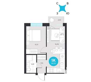 1-к квартира, вторичка, 35м2, 5/23 этаж