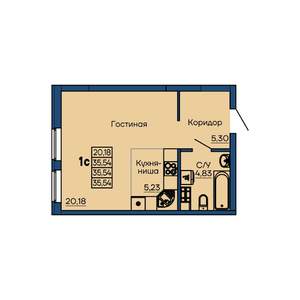 Студия квартира, вторичка, 36м2, 2/13 этаж