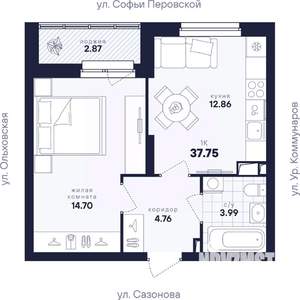 1-к квартира, вторичка, 38м2, 5/17 этаж