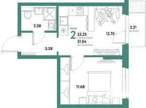 2-к квартира, вторичка, 33м2, 5/21 этаж