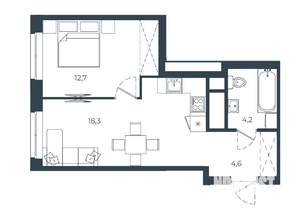 1-к квартира, вторичка, 40м2, 4/25 этаж