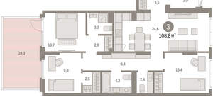 3-к квартира, вторичка, 109м2, 1/9 этаж
