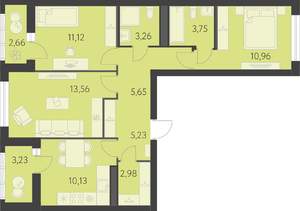 3-к квартира, вторичка, 70м2, 4/16 этаж