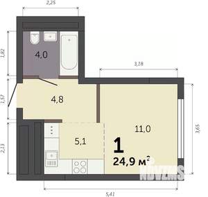 Студия квартира, строящийся дом, 25м2, 27/32 этаж