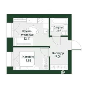 1-к квартира, вторичка, 32м2, 2/4 этаж