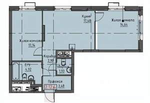 2-к квартира, строящийся дом, 58м2, 12/26 этаж