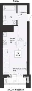 Студия квартира, строящийся дом, 28м2, 8/25 этаж