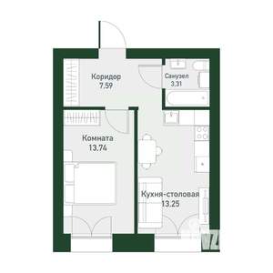 1-к квартира, вторичка, 37м2, 2/4 этаж