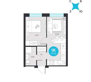 1-к квартира, вторичка, 33м2, 2/23 этаж