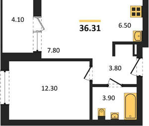 1-к квартира, вторичка, 34м2, 7/12 этаж