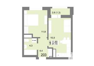1-к квартира, вторичка, 38м2, 24/26 этаж