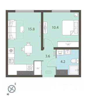 1-к квартира, вторичка, 34м2, 23/25 этаж