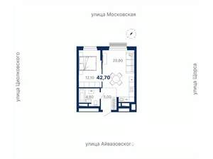 1-к квартира, вторичка, 43м2, 24/30 этаж