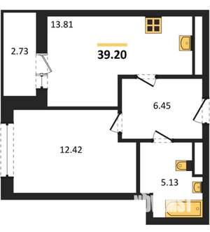 1-к квартира, строящийся дом, 40м2, 4/11 этаж