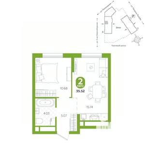 2-к квартира, вторичка, 36м2, 23/24 этаж