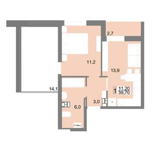 1-к квартира, строящийся дом, 40м2, 10/23 этаж