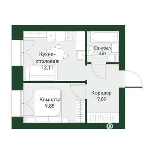 1-к квартира, вторичка, 32м2, 2/4 этаж