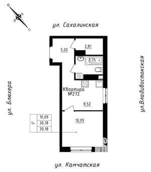 Студия квартира, строящийся дом, 30м2, 23/25 этаж