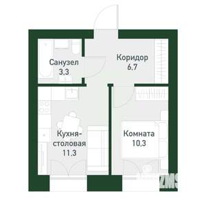 1-к квартира, вторичка, 33м2, 2/4 этаж