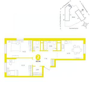 2-к квартира, вторичка, 64м2, 5/24 этаж