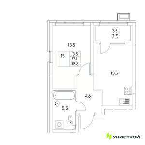 1-к квартира, вторичка, 39м2, 12/31 этаж