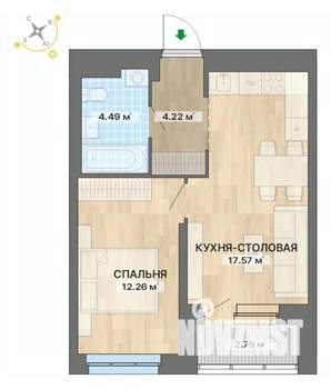 1-к квартира, вторичка, 41м2, 14/25 этаж