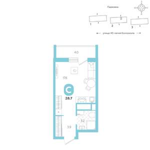Студия квартира, вторичка, 29м2, 11/20 этаж
