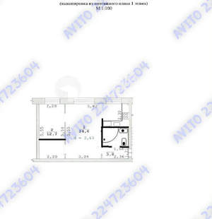 2-к квартира, вторичка, 43м2, 1/5 этаж