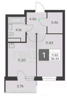 1-к квартира, вторичка, 36м2, 10/27 этаж
