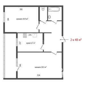 2-к квартира, вторичка, 48м2, 2/12 этаж