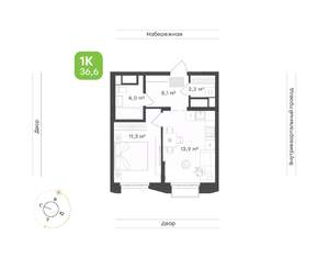 1-к квартира, вторичка, 37м2, 22/24 этаж