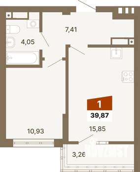1-к квартира, строящийся дом, 40м2, 5/23 этаж