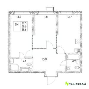 2-к квартира, вторичка, 59м2, 11/31 этаж