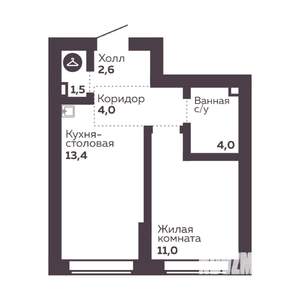 1-к квартира, вторичка, 37м2, 2/30 этаж